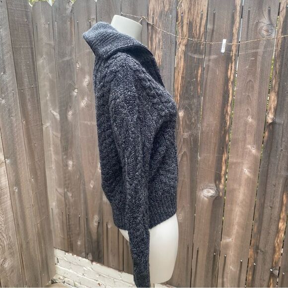 The Kooples Gray Zip Up Sweater with Cable Knit Design XS - Picture 10 of 11